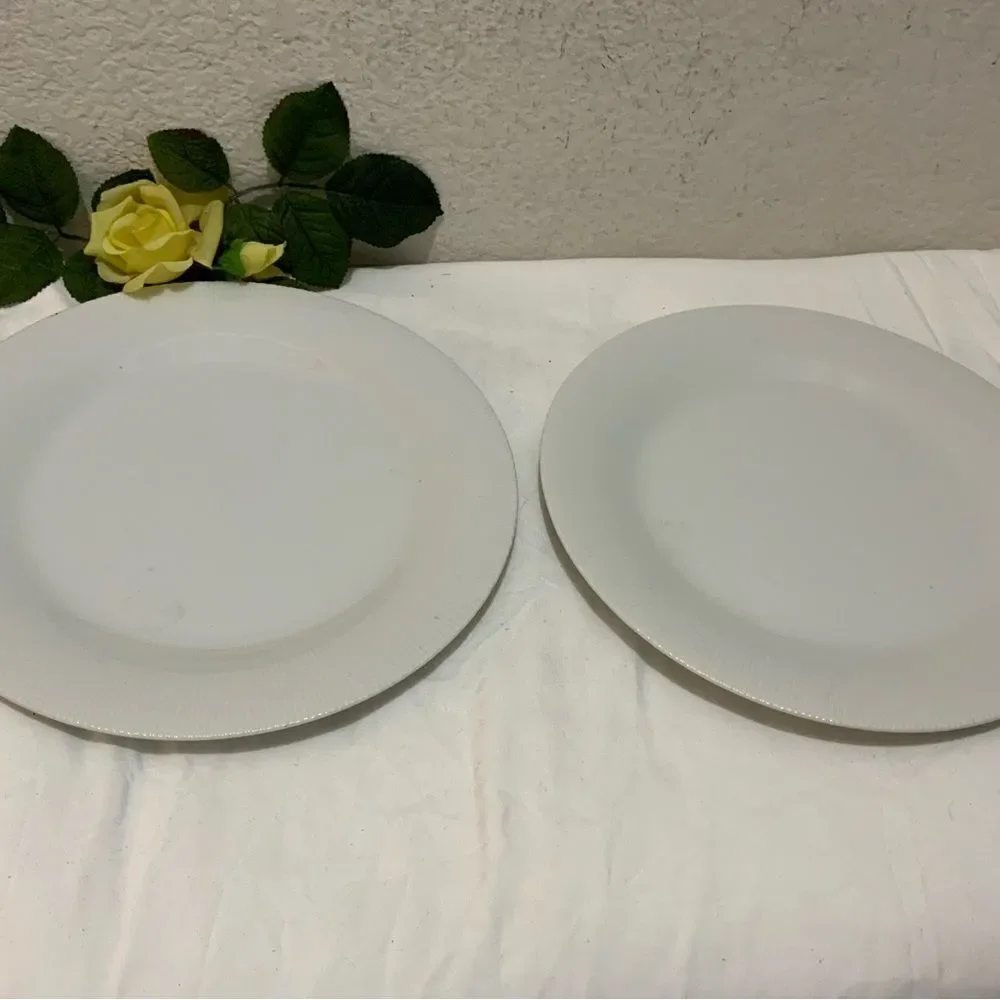 Fine Porcelain China Ascot Set of 2 White Dinner Plates 10 1/4" Japan A11